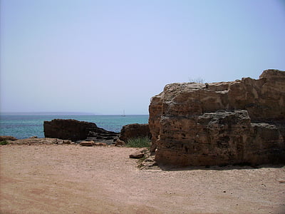 Mallorca, mer, Rock, navire à voile, sable, plage, Côte