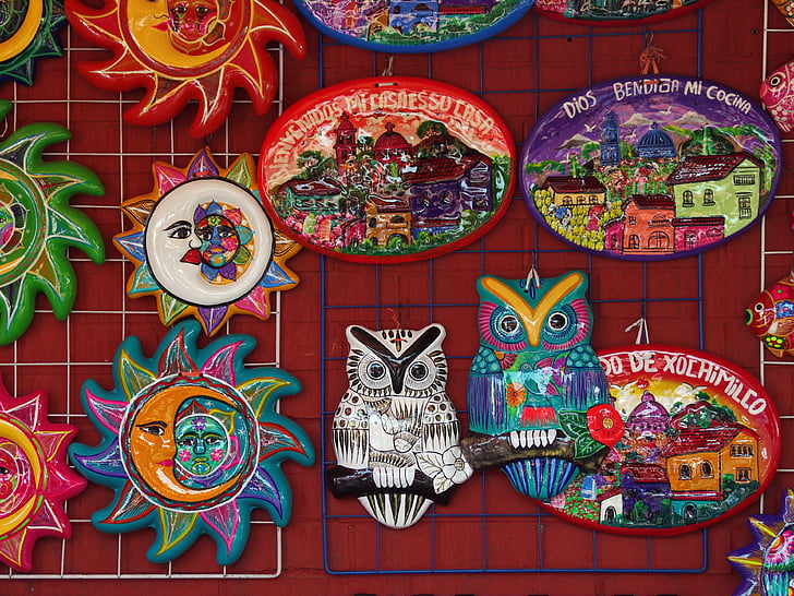 México, Xochimilco, mercado, artesanías, étnico, loza de barro, cerámica