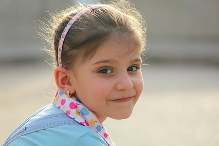 girl, portrait, kid, cute, hair, sunlight, arab