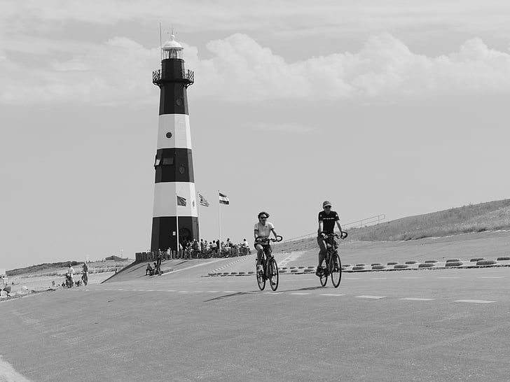 lighthouse, bike, summer