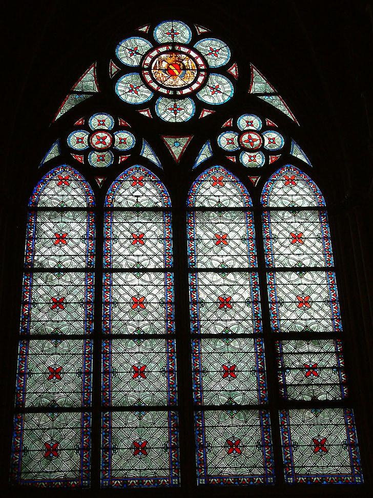 Paříž, Notre dame, mozaikové okno, Francie, Katedrála, kostel