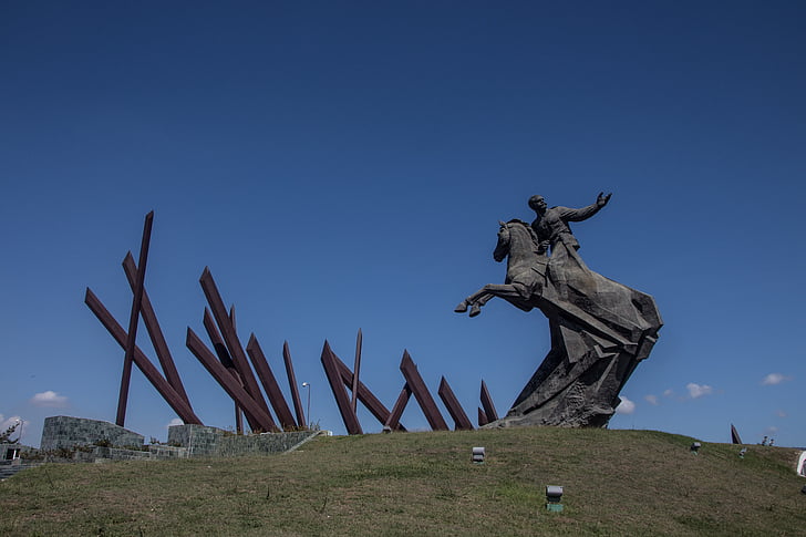 Cuba, monument, afholdt, bronze statue, statue, Equestrian figur hero, Santiago de cuba