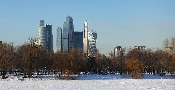 Ryssland, Moskva, staden, Panorama, skyskrapor, nya staden, skyskrapa