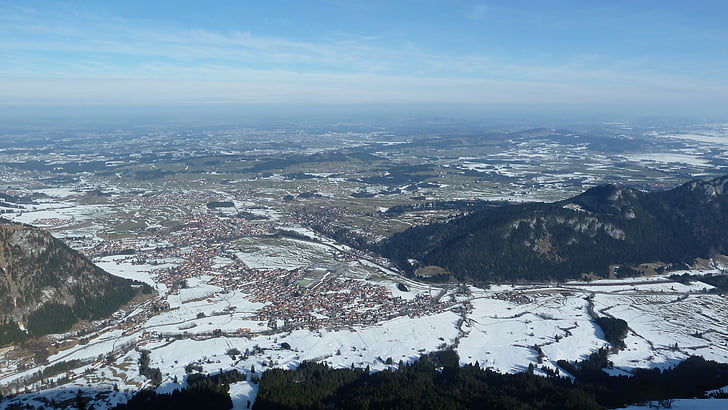 Allgäu, Pfronten, Breitenberg, téli, nézet, panoráma, hó