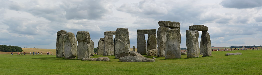 Stonehenge, panoráma, felhők, Anglia, Wiltshire, történelem, híres hely