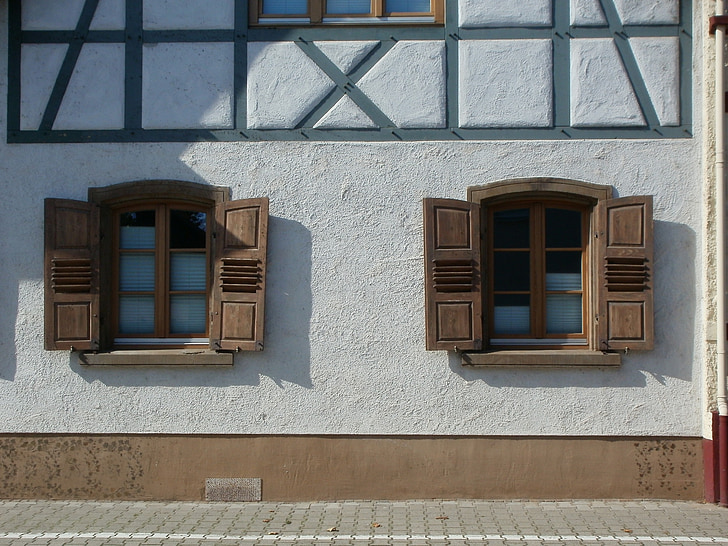Windows, paret, casa, disseny, frontal, façana, estructura