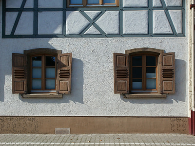 Windows, parede, casa, projeto, parte dianteira, fachada, estrutura