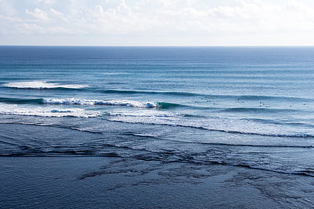havet, Ocean, blå, vand, bølger, natur, horisonten