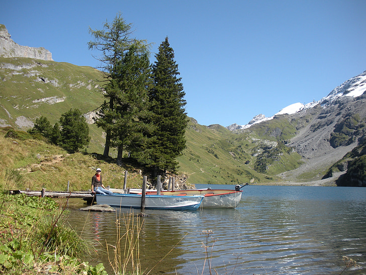 engstlenalp, Lago, bergsee, Alpina, montanhas, banco, Web
