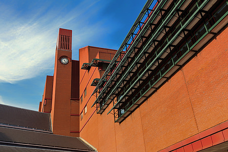british library, london, england, sky, clouds, building, architecture