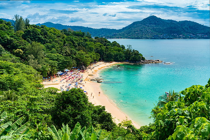 stranden, personer, Tropical, Thailand, Phuket, semester, resor