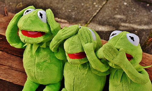 não ouvir, Não veja, Não falo, engraçado, Kermit, sapo, bonito