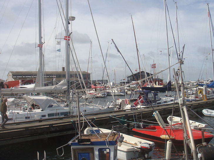 Hundested, Danimarka, tekneler, liman, liman, bağlantı noktası, yelken