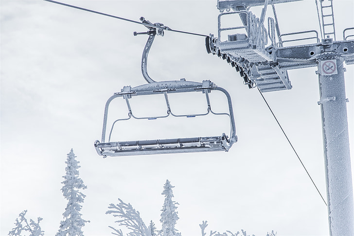 chairlift, winter, snow, ice, frost, cold, cloudy