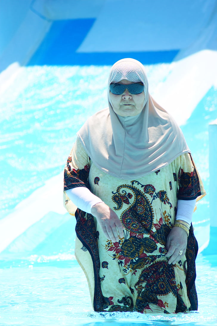 babička, ženy, staré, ľudské, vody, Dovolenka, Tunisko