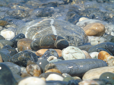 pebbles, stones, rocks, water, nature, sea