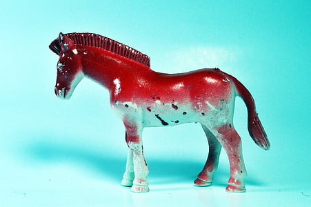 hest, rød farge, leketøy, dyr