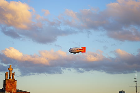 Zeppelin, sterowiec, latać, samolot, niebo, lotnictwa, float