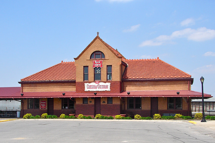Railroad depot, Atlantische, Iowa, Chicago, gebouw, huis, voorzijde
