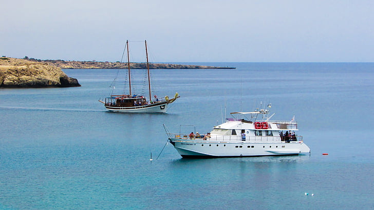 Chipre, cavo greko, mar, barco, Seascape, Turismo, lazer