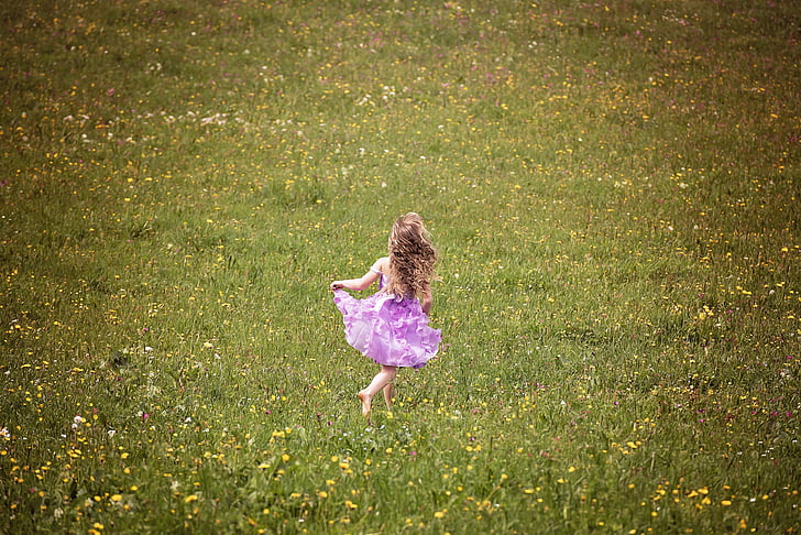 person, human, child, girl, dress, meadow, out