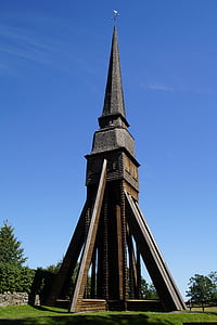 pelarne, 첨탑, 나무 교회, 오래 된, 스웨덴, småland, 아키텍처