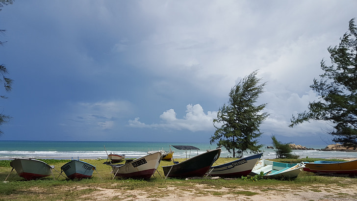båt, fiskebåt, Vacker, stranden, Malaysia