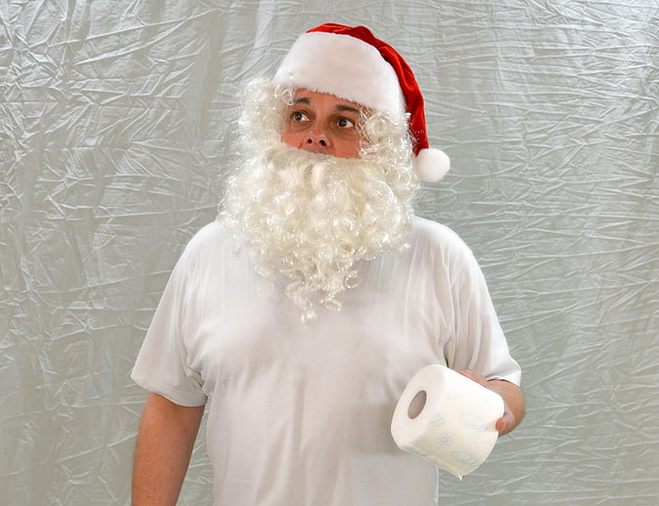 Santa, Nicholas, julenissen, trenger, toalettpapir, toalett, WC
