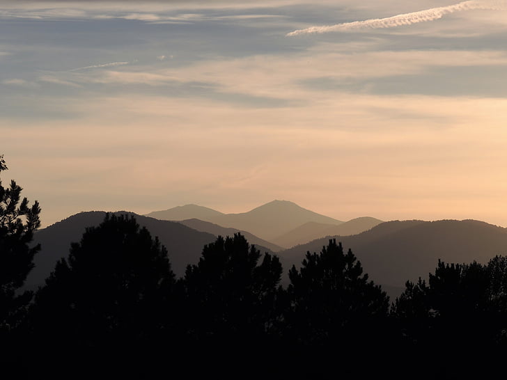 hory, západ slnka, Hĺbka, perspektívy, vrstvy