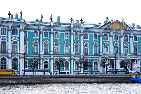 hermitage, winter palace, art galery, museum, historical, architecture, turquoise
