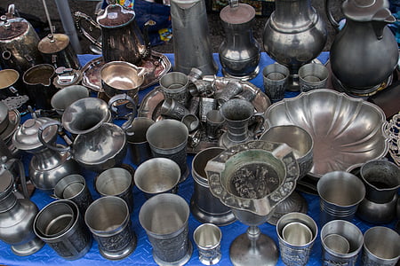 piaţa de vechituri, stand, Cupa, Crimeea chestii, cositorite tankard, metal, culturi