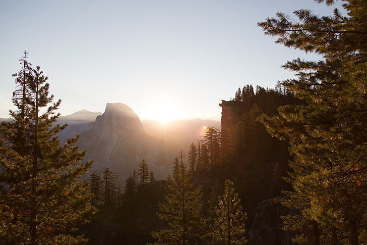 cúpula de mitad, Parque Nacional de Yosemite, TI-sa-ach, pico, famosos, salida del sol, luz del sol