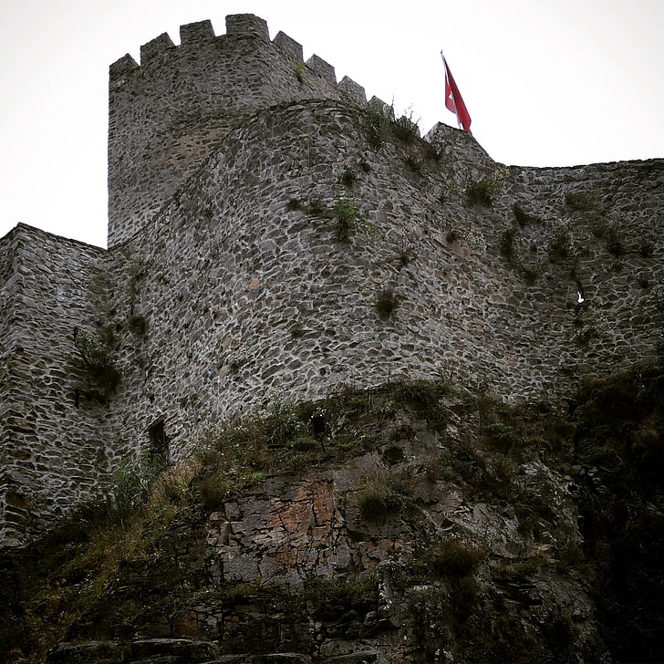 Castle, ZIL castle, Turki, reruntuhan istana, pemandangan, bendera, gambar castle