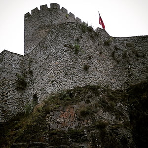 Замок, Замок ЗИЛ, Турция, руины замка, пейзаж, флаг, изображение замка