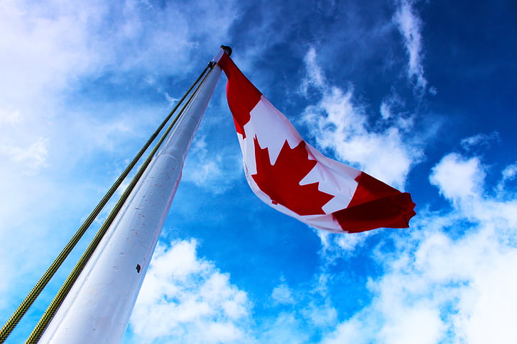 canada, flag, hdr, patriotism, red, cloud - sky, maple leaf