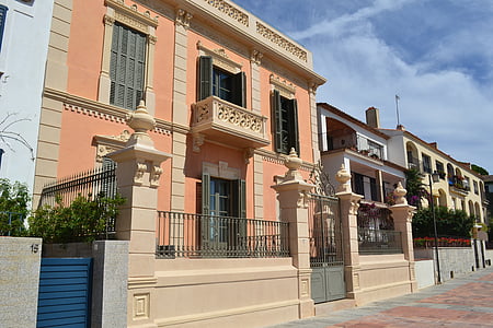 Villa, Haus, Rosa Haus, Spanien, Portal, Straße, Costa brava