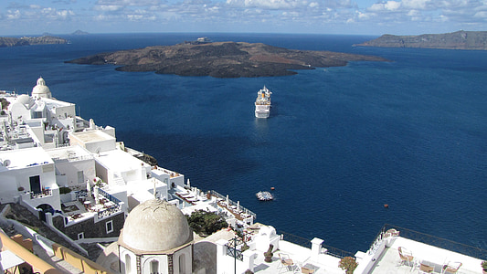 Griekenland, Santorini, eiland, uitzicht op zee, water, zee, Oceaan