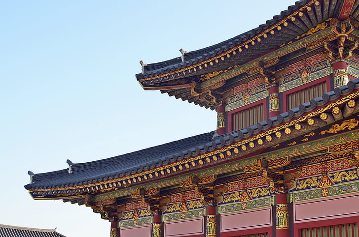 Korea, Palace, traditionella, vacker plats, gammalt palats, byggnad, historiska