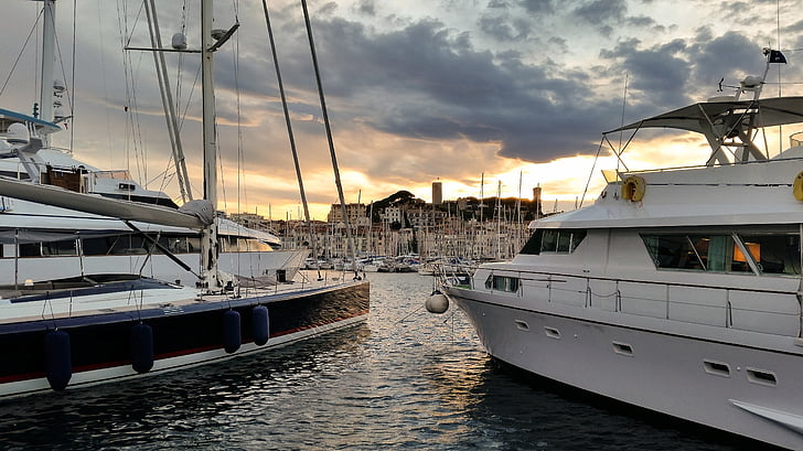 boot, Cannes, gamle bydel, Frankrig, port, havnebyen, Middelhavet