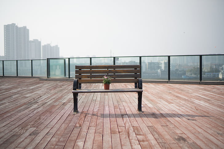 urban, background, bench, flower, roof, wood - Material, flooring