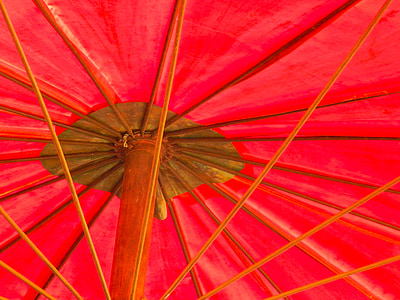 vivid, red, umbrella, parasol, sunshade, abstract, geometric