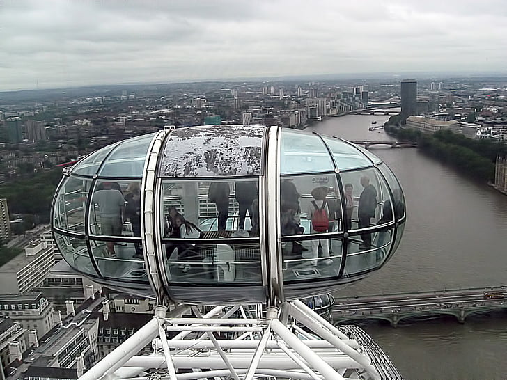 London eye, Visa, byggnader, floden, landskap, London, stadsbild