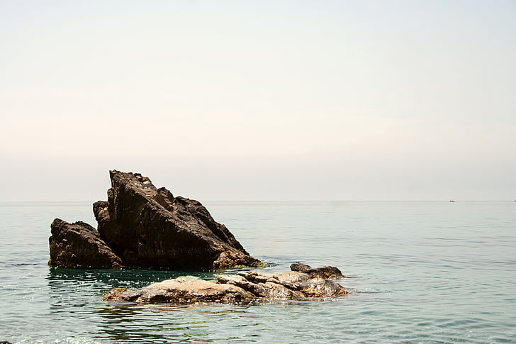 roca, acantilado, poco, pequeño, Isla, áspero, Costa