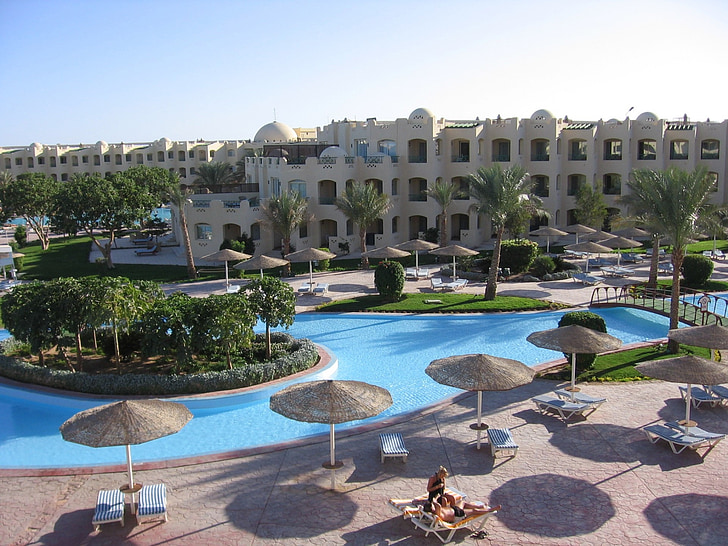 Hotel, Hurghada, Resort, Egypti, Luxury, lomat, arkkitehtuuri