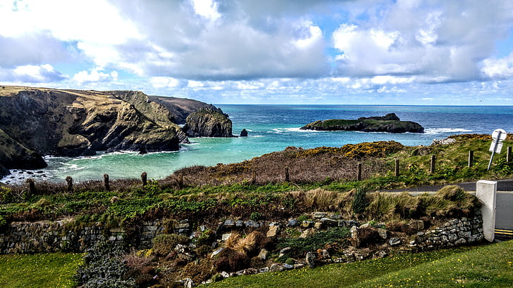 Mullion eiland, Cornwall, zee, hemel, kust