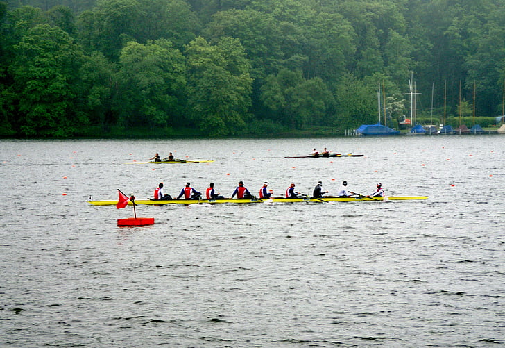 rowing, baldeneysee, eat, eighth with coxswain, competition, rowing boats, lake