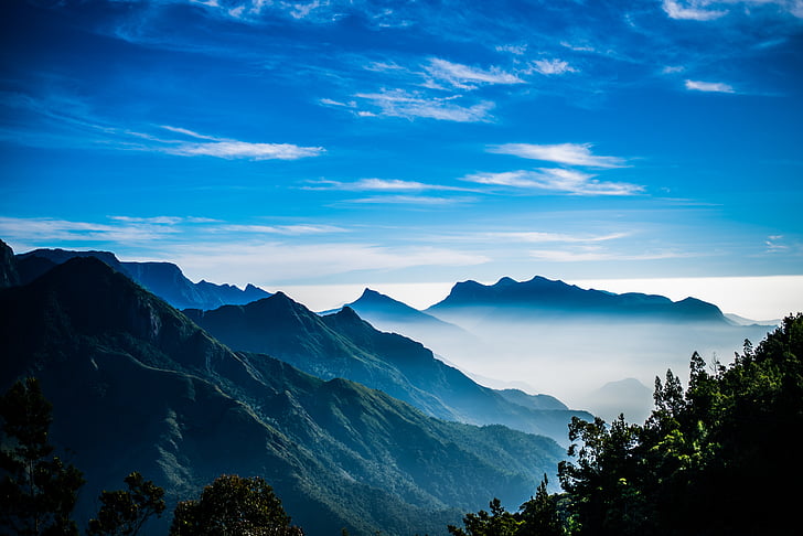 colina, nevoeiro, natureza, montanha, manhã, nebuloso, paisagem