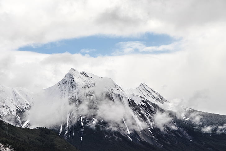 szczyt góry, szczyt, Halo, śnieg pack, Lodowiec, Jasper, Alberta