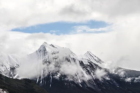 puncak gunung, puncak, Halo, salju paket, gletser, Jasper, Alberta