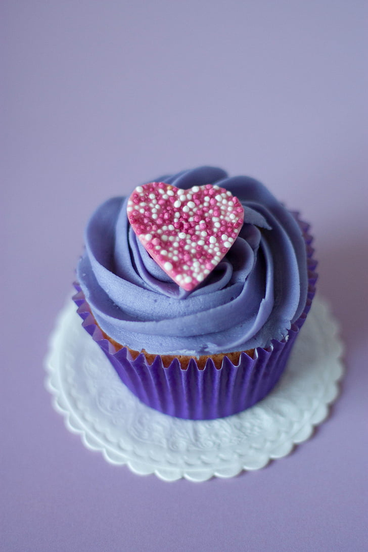 cupcakes, heart, dessert, sweets, treats, food, purple